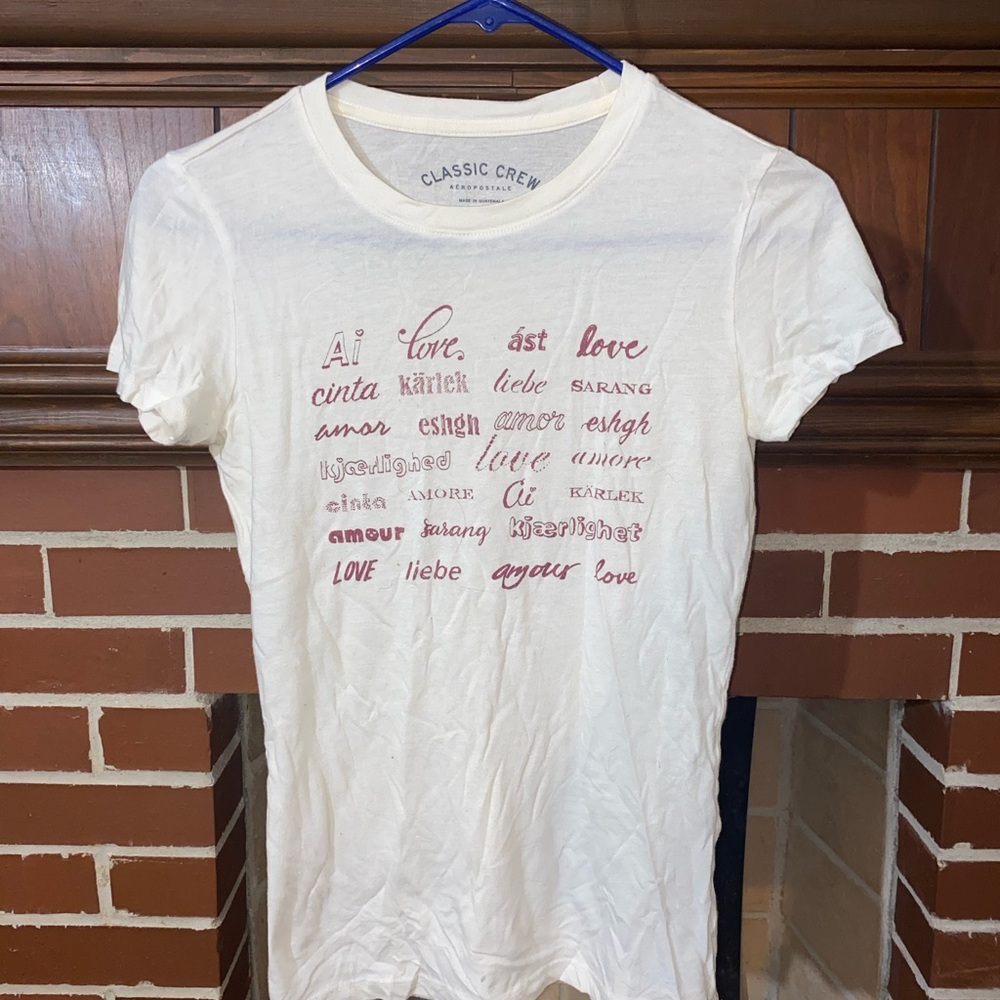 Classic Crew White T-Shirt with Multilingual Love Print